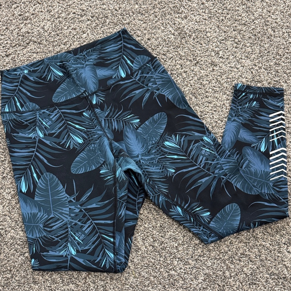 Tropical Leaf Print Kids Leggings